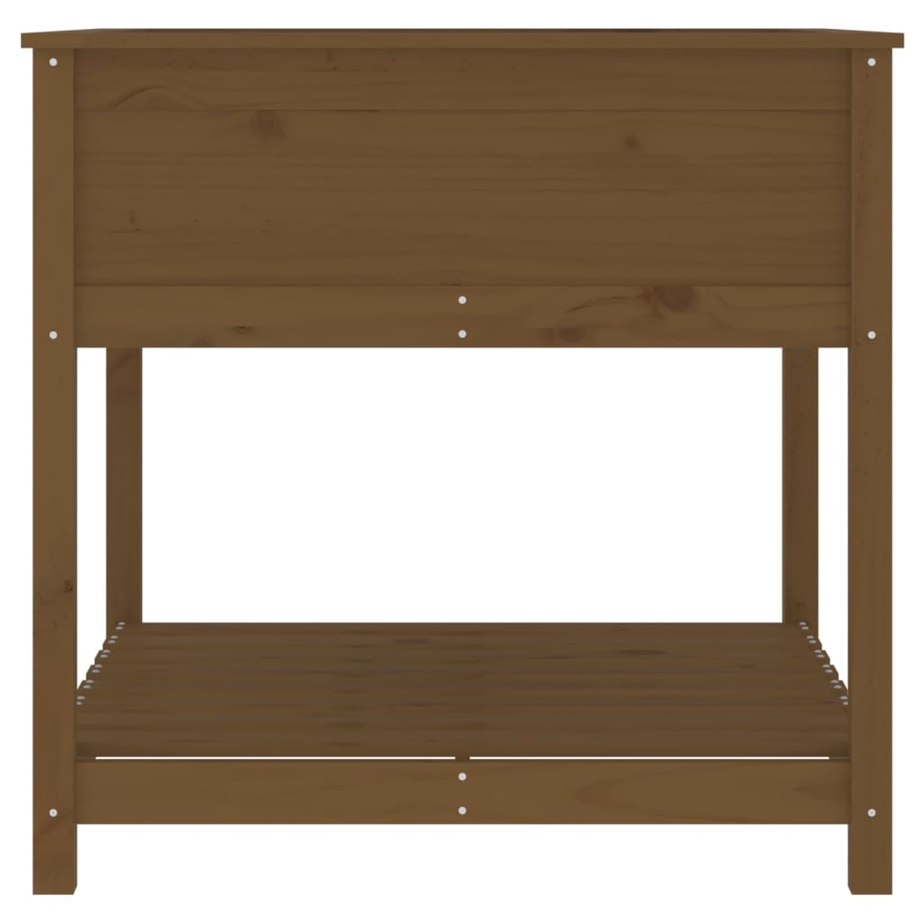 Planter with Shelf Honey Brown 82.5x82.5x81 cm Solid Wood Pine