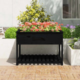 Planter with Shelf Black 111.5x111.5x81 cm Solid Wood Pine