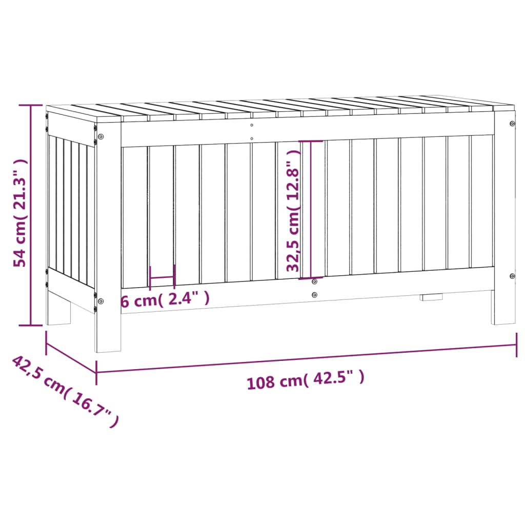 Garden Storage Box Black 108x42.5x54 cm Solid Wood Pine