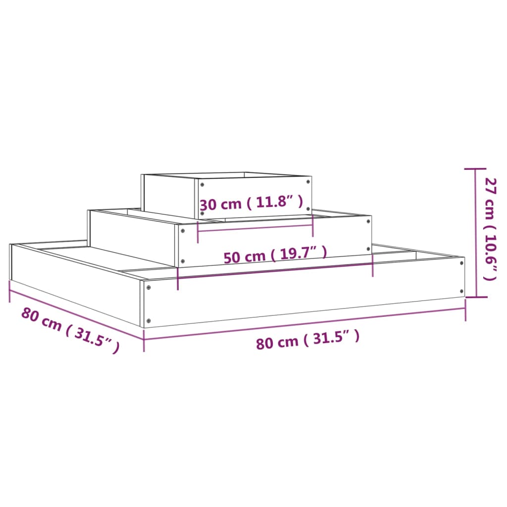 Planter White 80x80x27 cm Solid Wood Pine