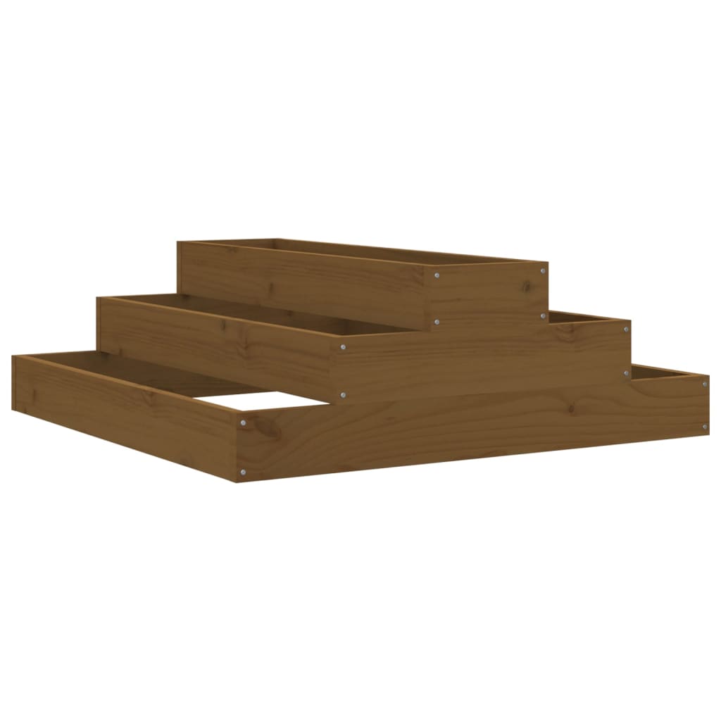 Planter Honey Brown 80x80x27 cm Solid Wood Pine