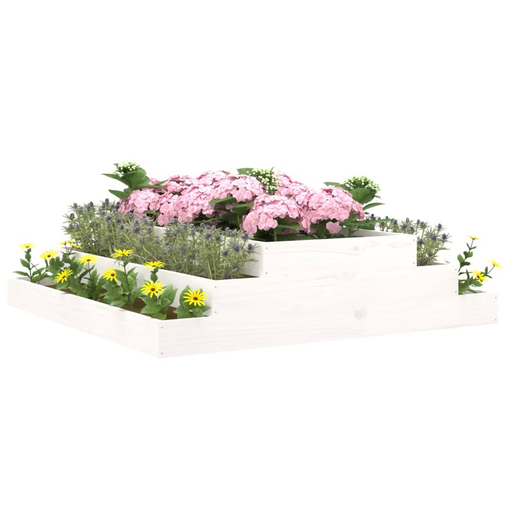 Planter White 110x110x27 cm Solid Wood Pine