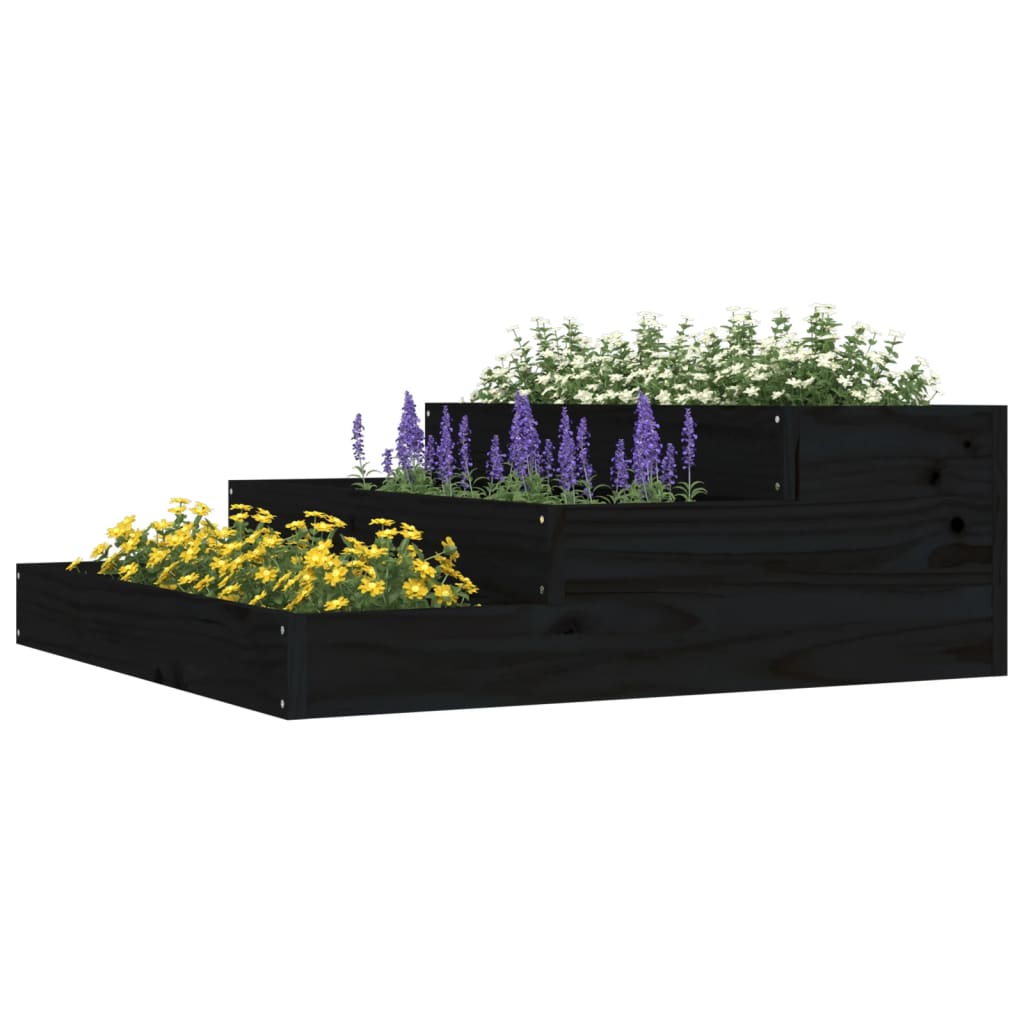 Planter Black 78x78x27 cm Solid Wood Pine