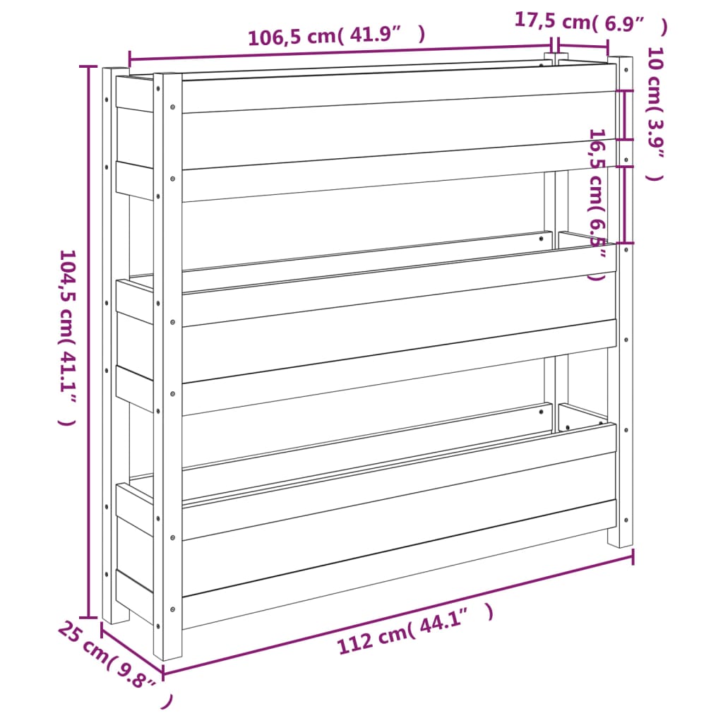 Planter Black 112x25x104.5 cm Solid Wood Pine