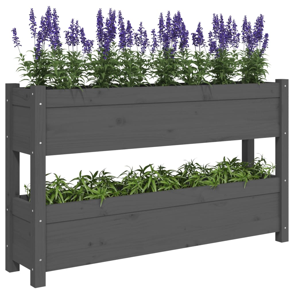 Planter Grey 112x25x66 cm Solid Wood Pine