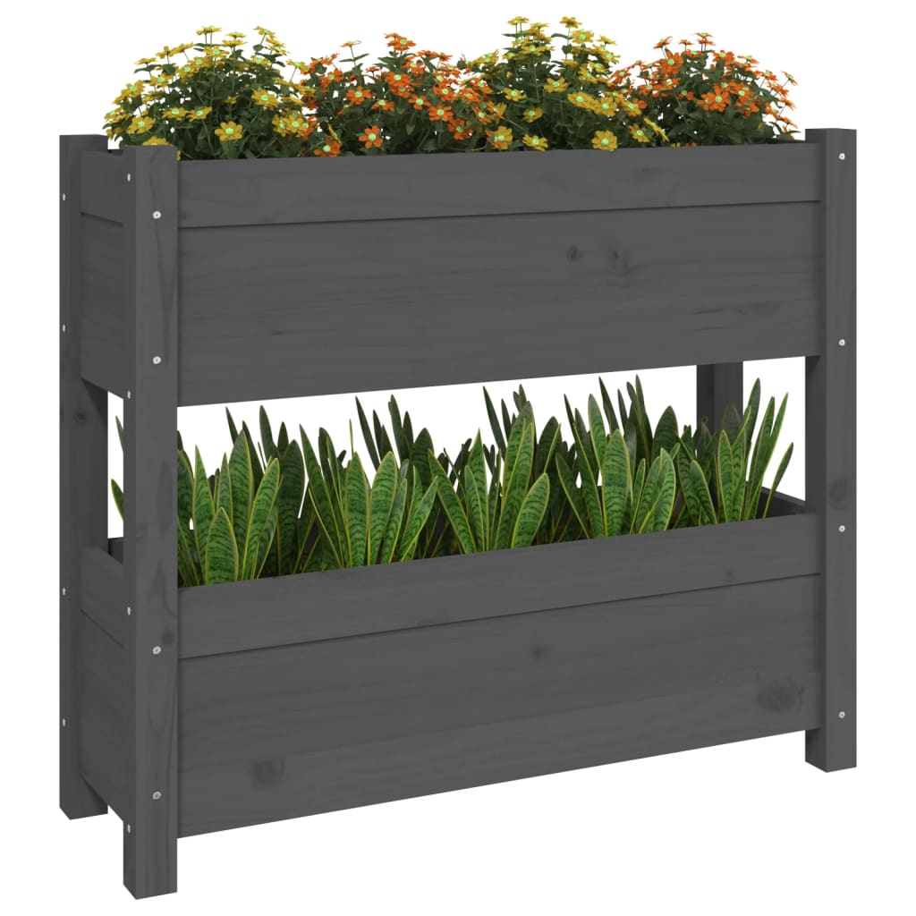 Planter Grey 77x25x66 cm Solid Wood Pine