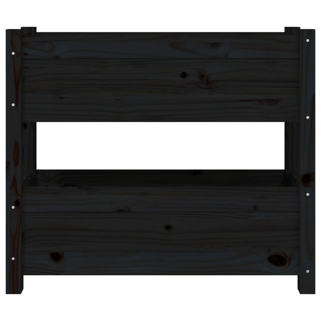 Planter Black 77x25x66 cm Solid Wood Pine