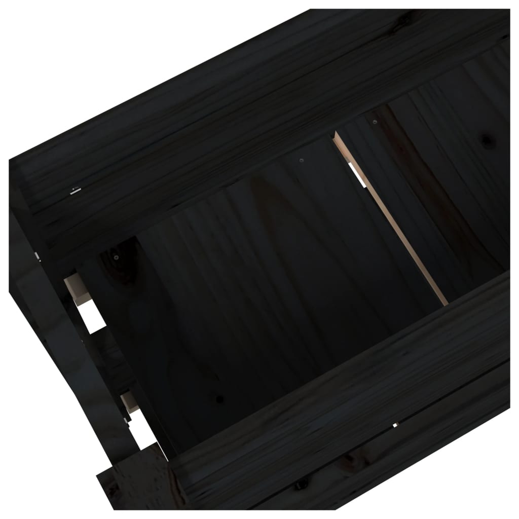 Planter Black 77x25x66 cm Solid Wood Pine