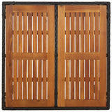 Garden Table with Wooden Top Black 90x90x75 cm Poly Rattan