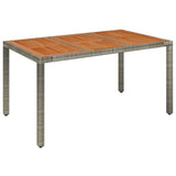 Garden Table with Wooden Top Grey 150x90x75 cm Poly Rattan