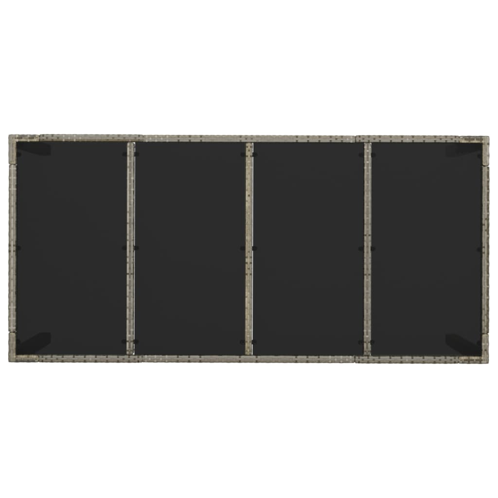 Garden Table with Glass Top Grey 190x90x75 cm Poly Rattan