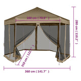 Hexagonal Pop-Up Marquee with Sidewalls 3.6x3.1 m Taupe 220g/m²