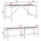 Garden Dining Set 3 pcs Brown 150 x 90 x 74 cm