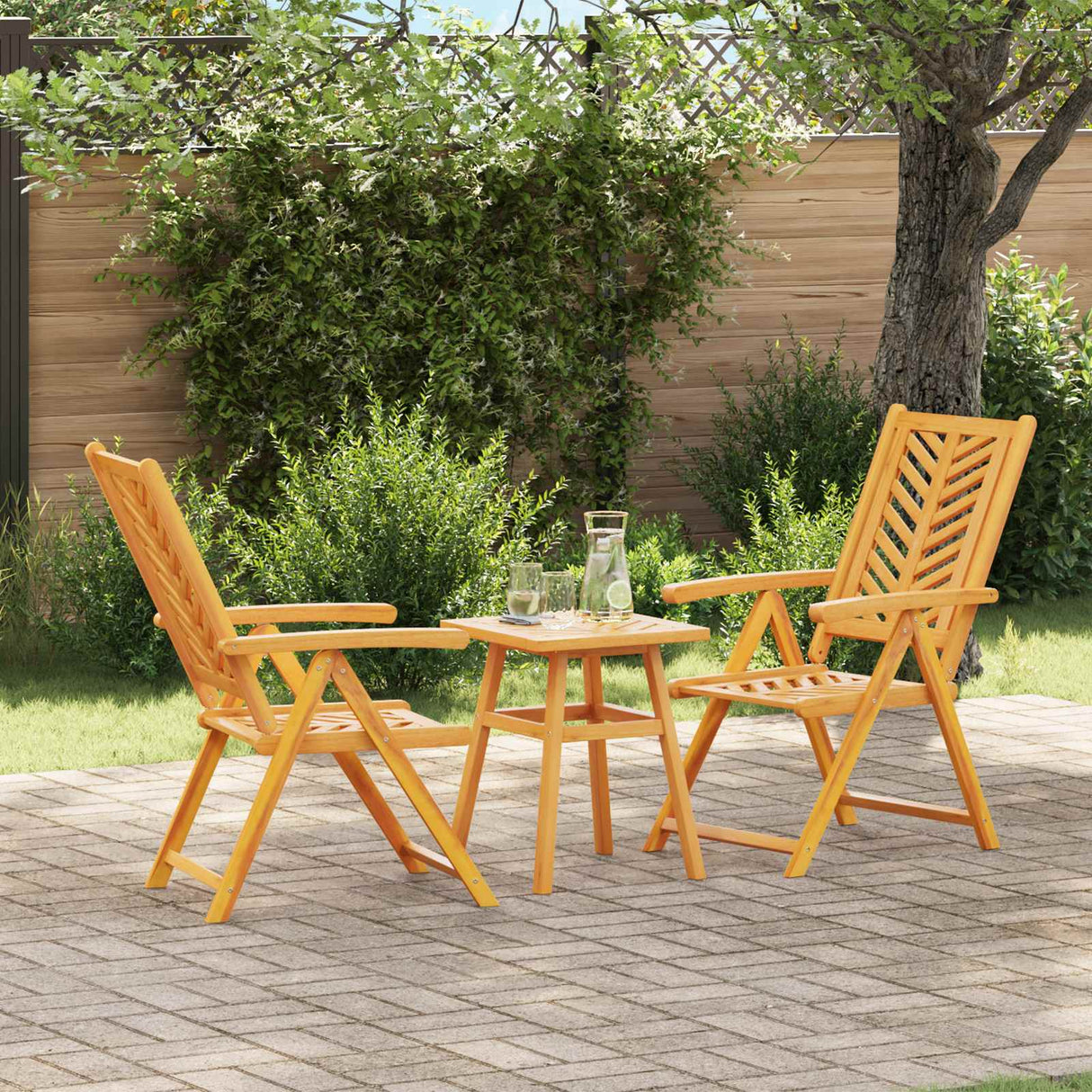 Garden Dining Set 3 pcs Brown Solid Acacia Wood