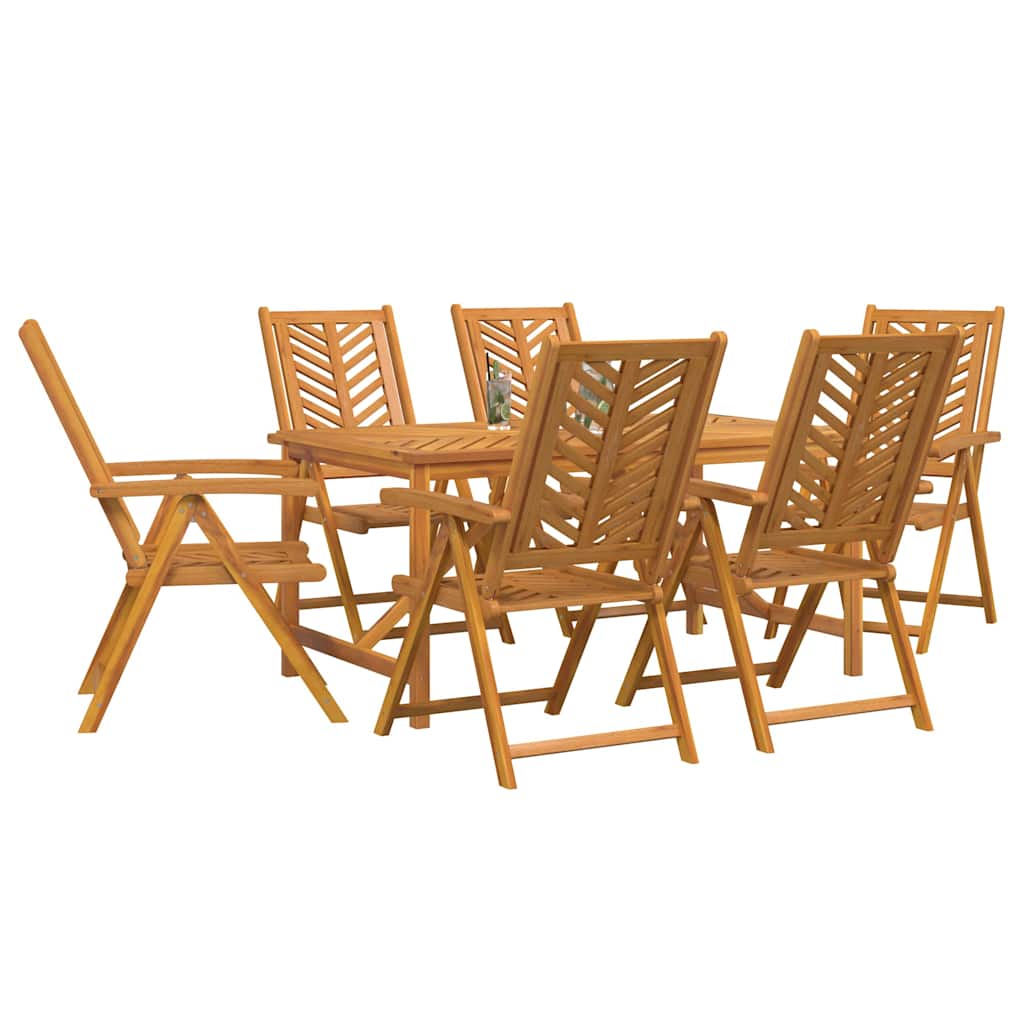Garden Dining Set 7 pcs Brown Solid Acacia Wood
