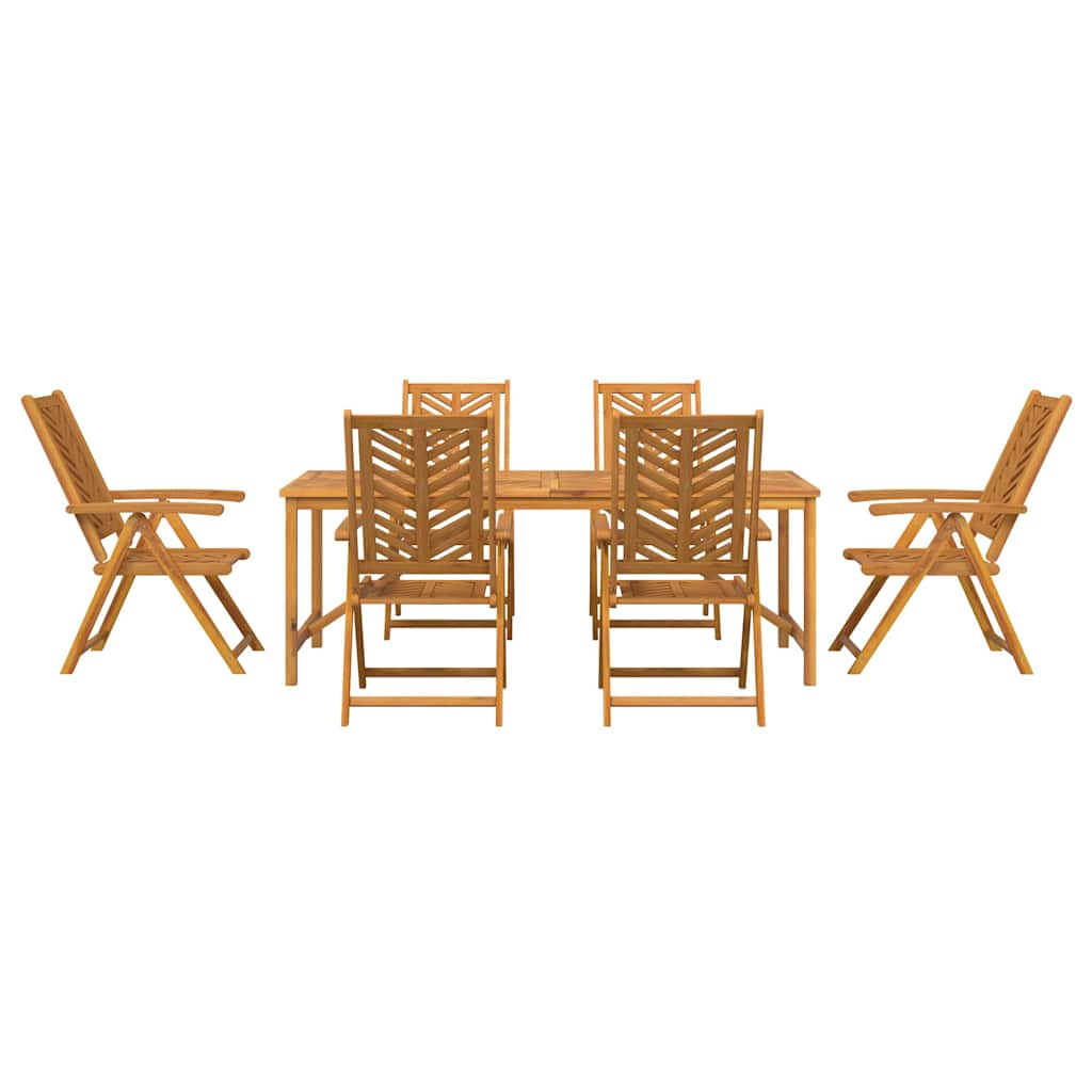 Garden Dining Set 7 pcs Brown Solid Acacia Wood