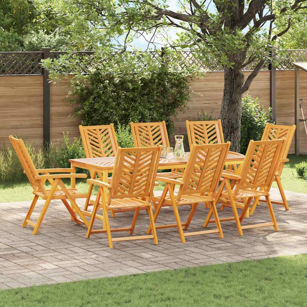 Garden Dining Set 9 pcs Brown Solid Acacia Wood