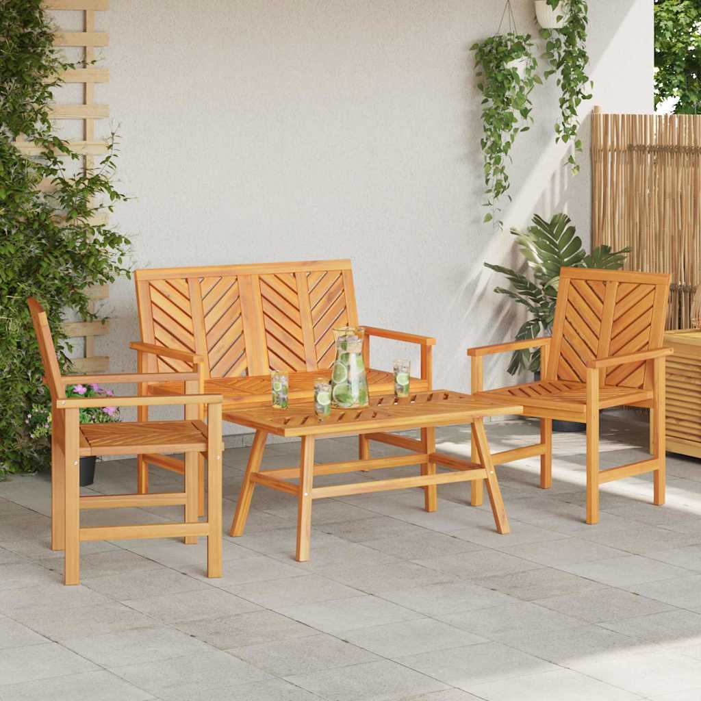 Garden Lounge Set Brown Solid Acacia wood