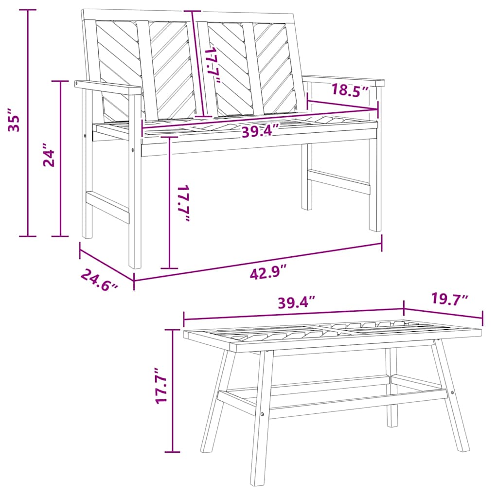 Garden Lounge Set Brown Solid Acacia wood