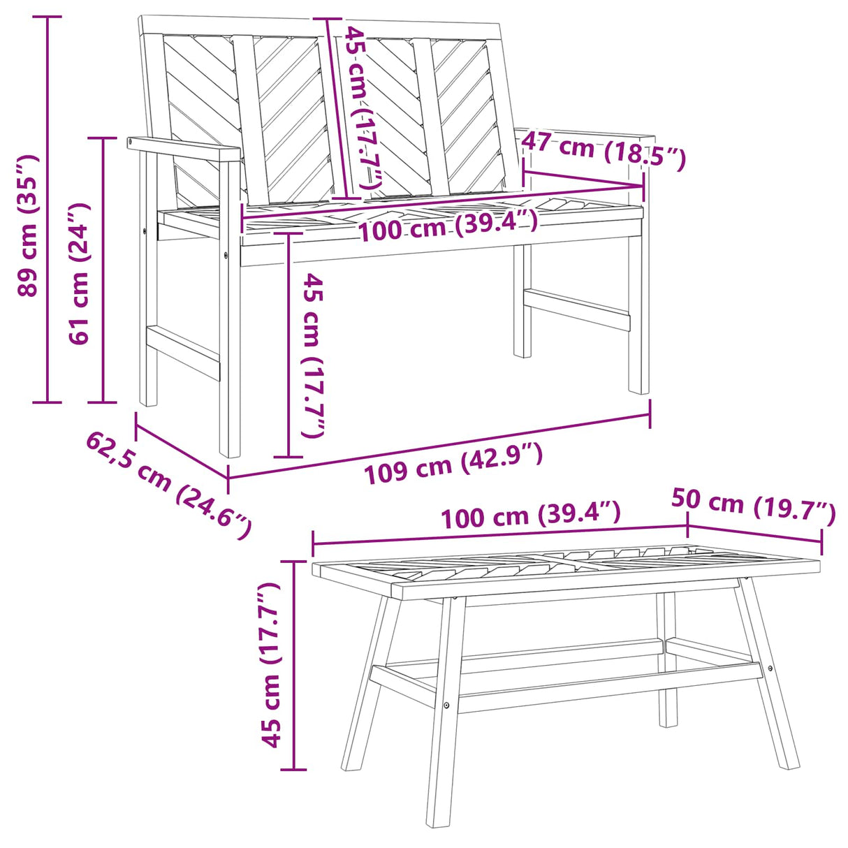 Garden Lounge Set 3 pcs Brown Solid Acacia Wood