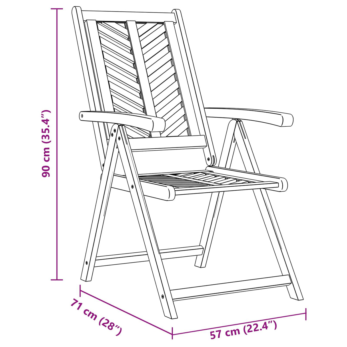 Garden Chair 6 pcs Brown 57 x 72 x 109 cm Solid Acacia Wood