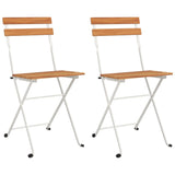 vidaXL Folding Bistro Chairs 2 pcs Solid Wood Acacia and Steel