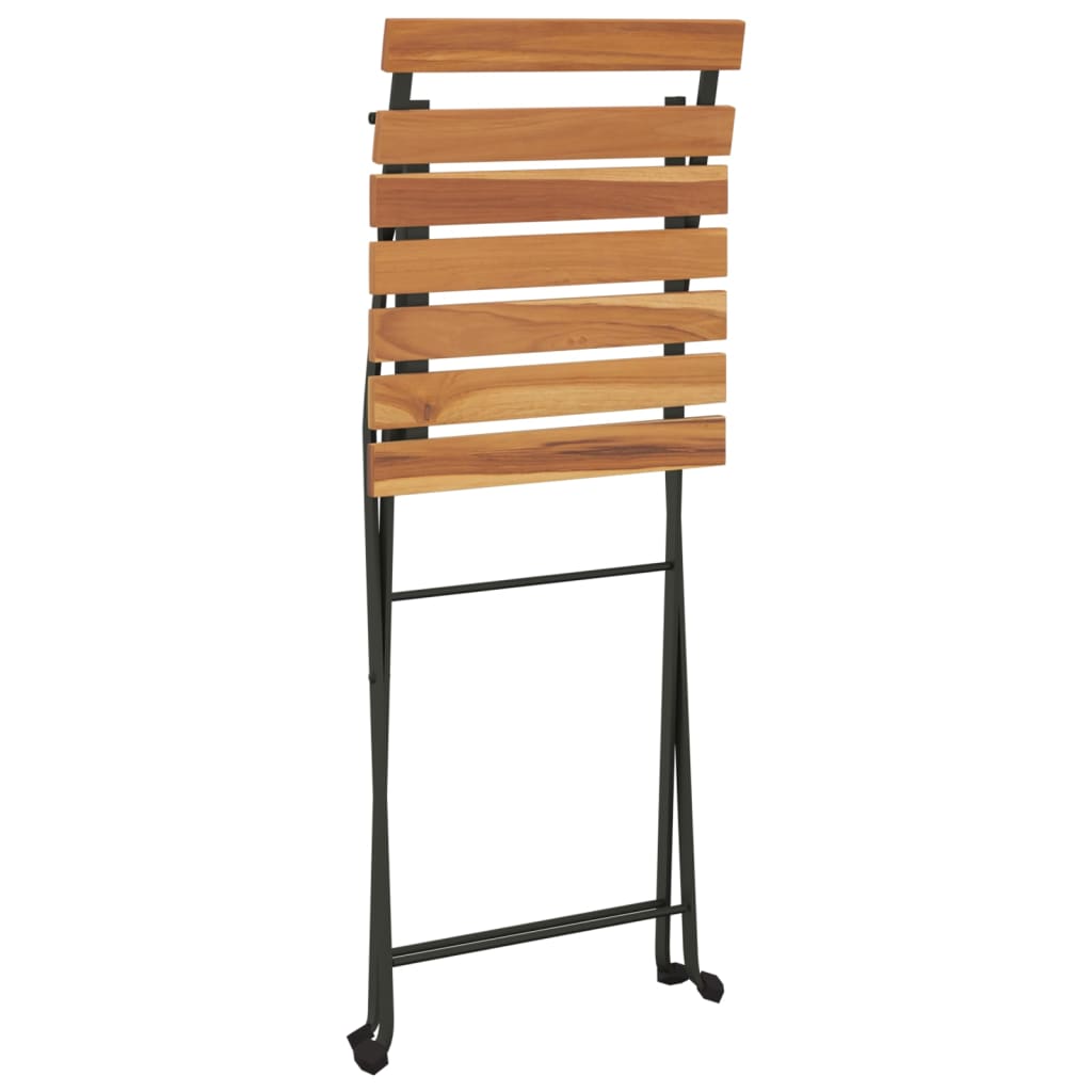 Folding Bistro Chairs 2 pcs Solid Wood Teak and Steel