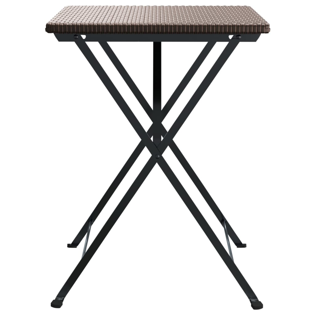 Folding Bistro Table Brown 55x54x71 cm Poly Rattan