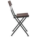 vidaXL Folding Bistro Chairs 2 pcs Brown Poly Rattan and Steel