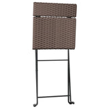 vidaXL Folding Bistro Chairs 2 pcs Brown Poly Rattan and Steel