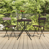 vidaXL Folding Bistro Chairs 2 pcs Brown Poly Rattan and Steel