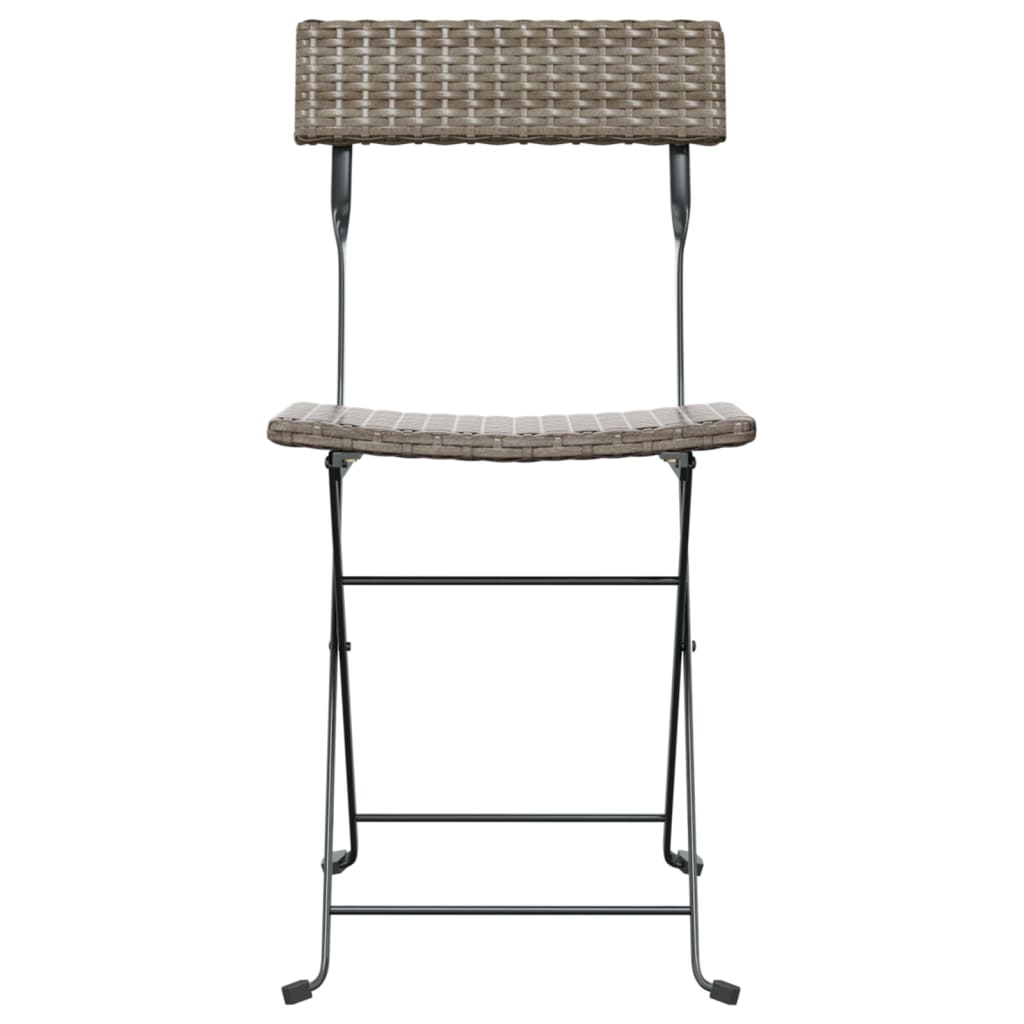 vidaXL Folding Bistro Chairs 2 pcs Grey Poly Rattan and Steel