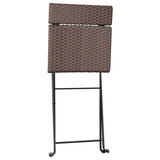 3 Piece Folding Bistro Set Brown Poly Rattan