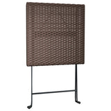 3 Piece Folding Bistro Set Brown Poly Rattan