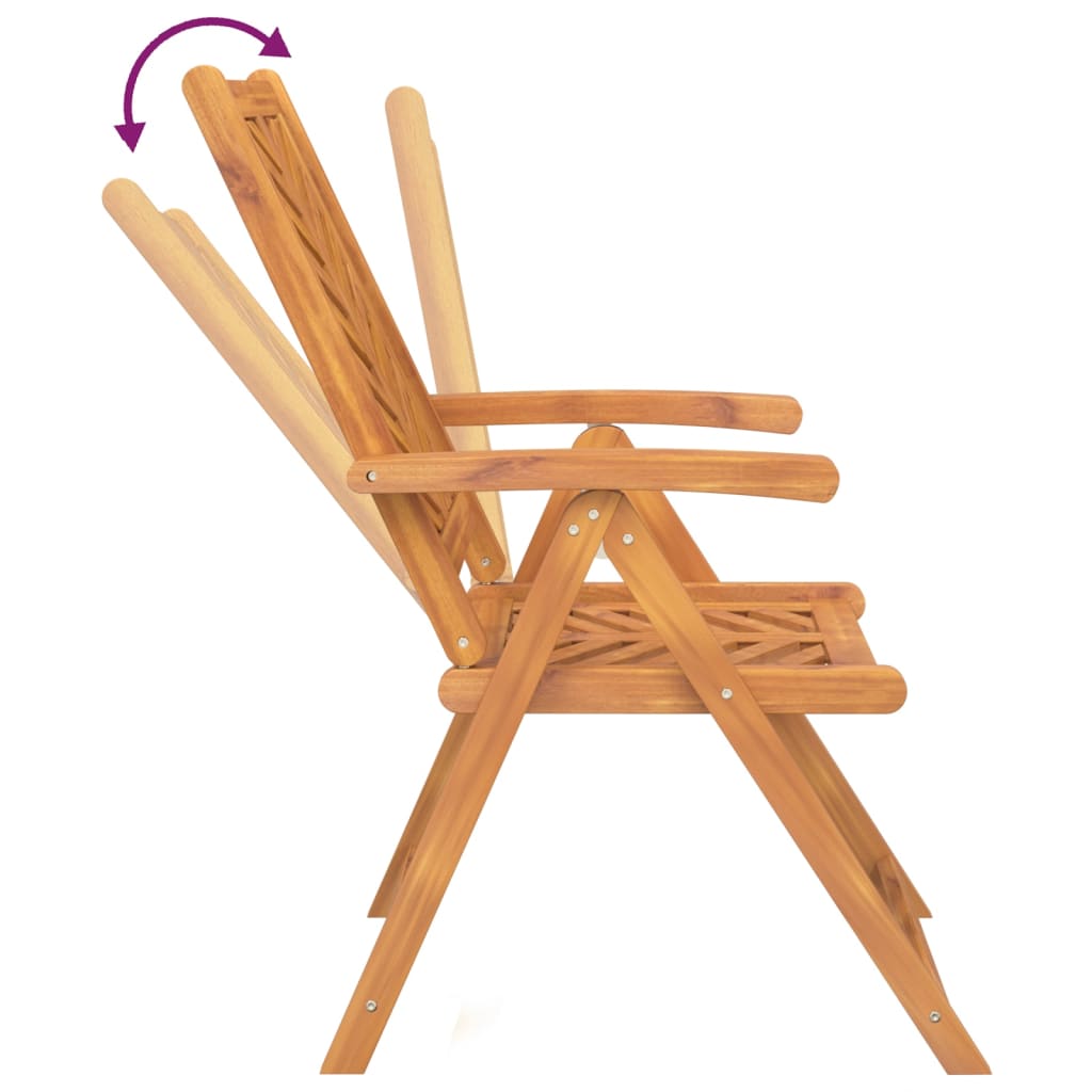 Reclining Garden Chairs 3 pcs Solid Wood Acacia