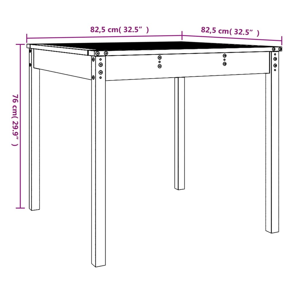 Garden Table Honey Brown 82.5x82.5x76 cm Solid Wood Pine