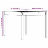 Garden Table White 121x82.5x76 cm Solid Wood Pine