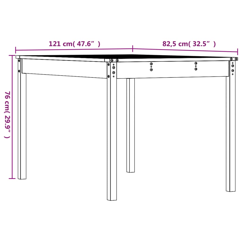 Garden Table 121x82.5x76 cm Solid Wood Douglas