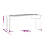 Garden Bench Grey 109x44x45 cm Solid Wood Pine