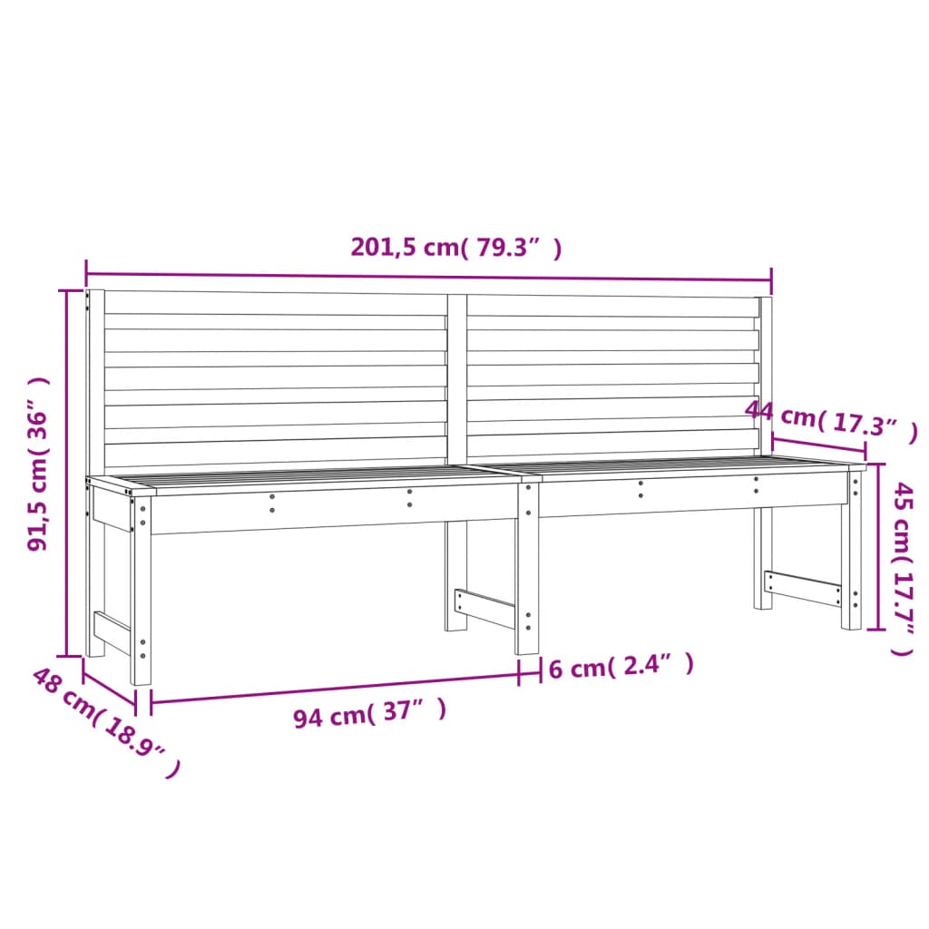 Garden Bench 201.5 cm Solid Wood Pine