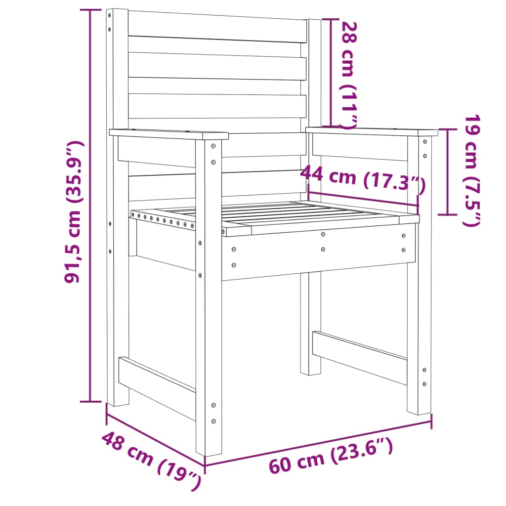 Garden Chairs 2 pcs 60x48x91 cm Solid Wood Pine