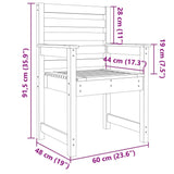 Garden Chairs 2 pcs White 60x48x91 cm Solid Wood Pine