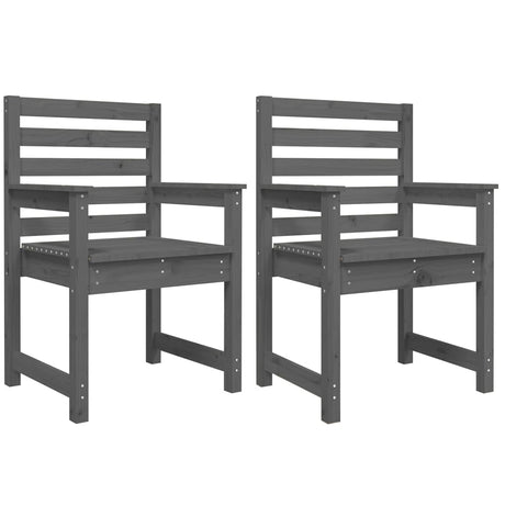 Garden Chairs 2 pcs Grey 60x48x91 cm Solid Wood Pine