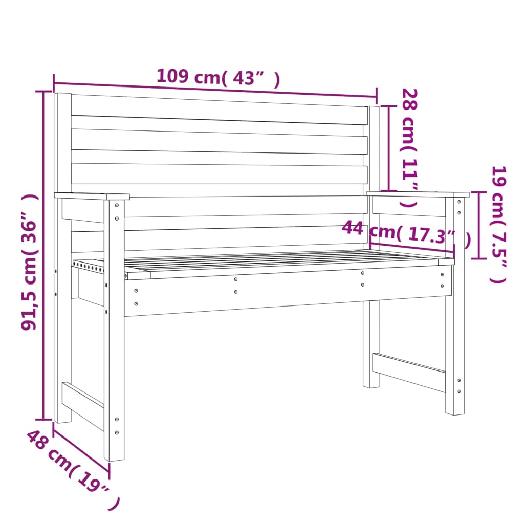 Garden Bench 109x48x91.5 cm Solid Wood Douglas
