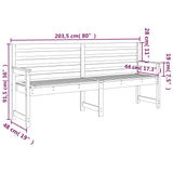 Garden Bench White 203.5x48x91.5 cm Solid Wood Pine