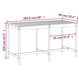Garden Table 203.5x90x110 cm Solid Wood Douglas