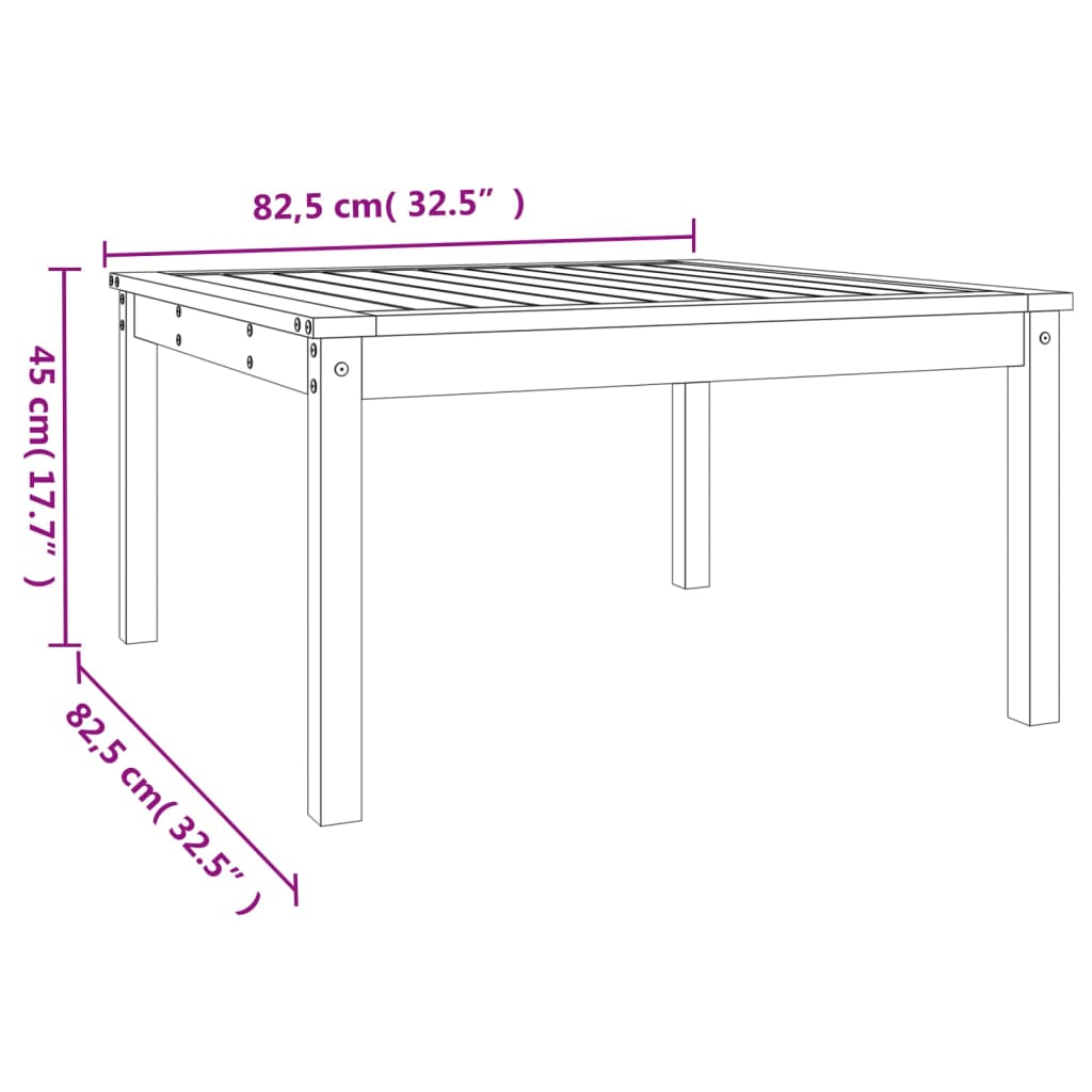 Garden Table 82.5x82.5x45 cm Solid Wood Douglas