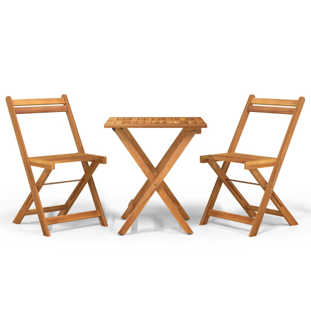 3 Piece Folding Bistro Set Solid Wood Acacia