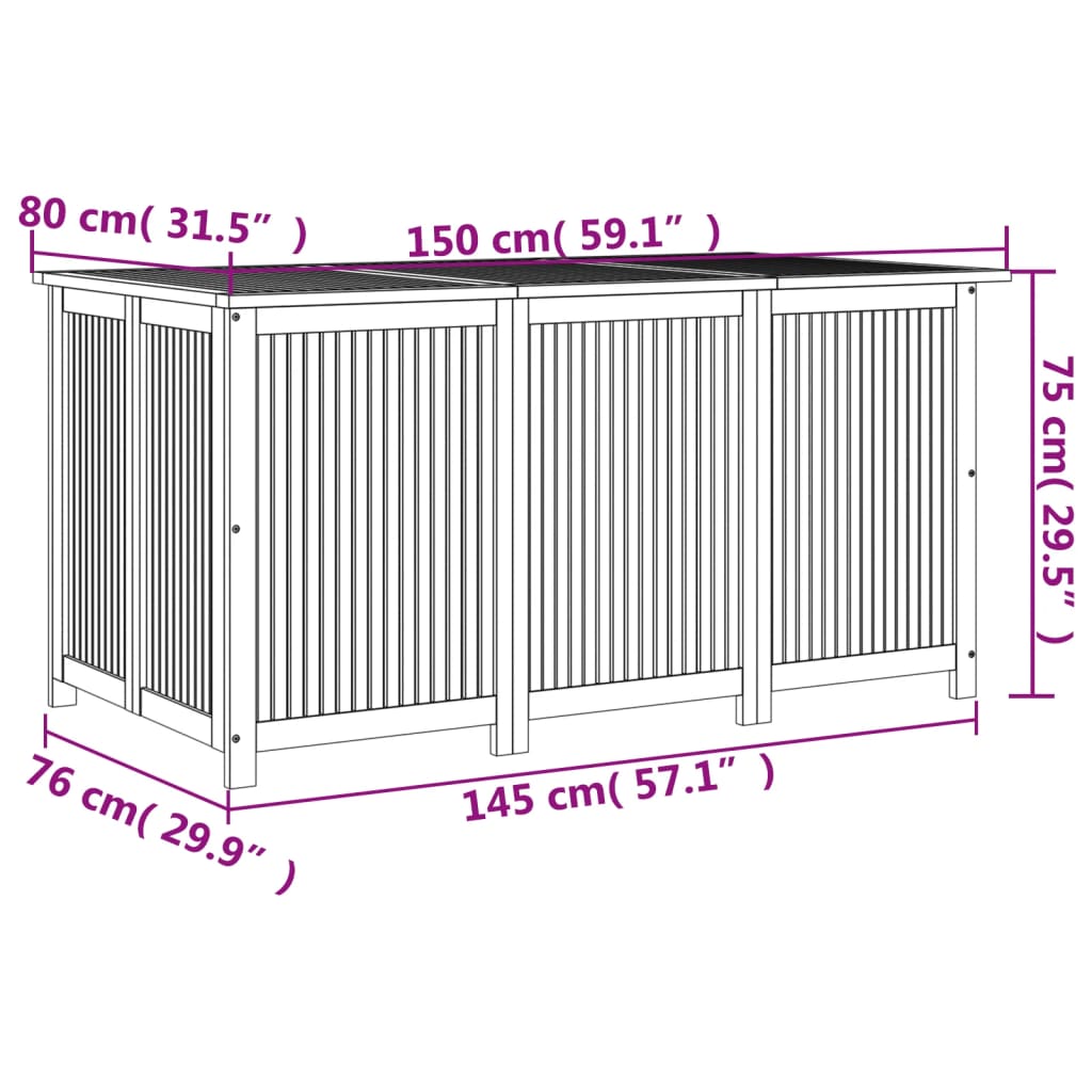 Garden Storage Box 150x80x75 cm Solid Wood Acacia