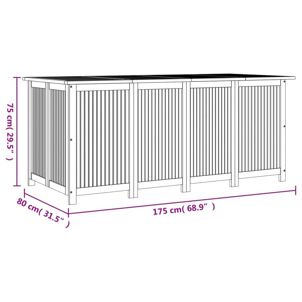 Garden Storage Box 175x80x75 cm Solid Wood Acacia